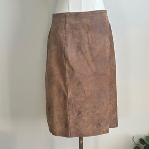Vintage Womens Brown Leather‎ Mid Length A Line Skirt